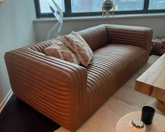 Brown/ cognac leather with chrome feet Ricardo sofa