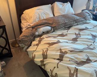 Leopard print bedding, zero wood wrap around queen size bed