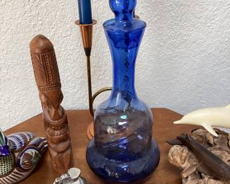 Vintage cobalt blue decanter