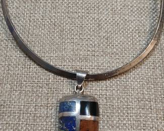 Sterling with lapiz and agate.
