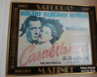 Casablanca movie poster with great frame.