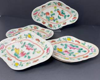 151 FourAntiqueFootedPorcelainFamileRoseChineseDishes