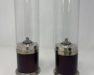 76 PairMidCenturyOilLampswithGlassHurricanes