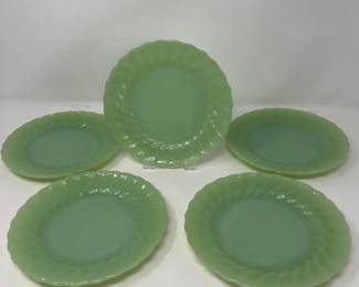 55 Five725inAnchorHockingJadeiteSaladPlates