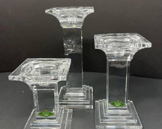 16 SetofThreeShannonCrystalCandleHolders