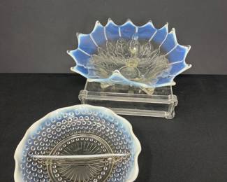 46 NorthwoodLeafBeadOpalescentFentonHobnailMoonstoneGlassware