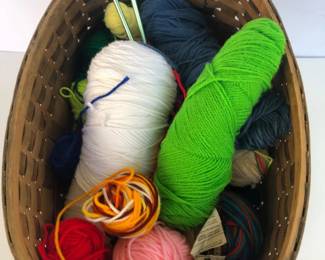 108 BasketofYarnandKnittingNeedles