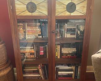Bookcase with French slag glass inserts