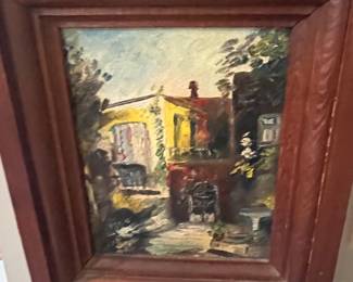 Little theater, cypress frame, signed on back