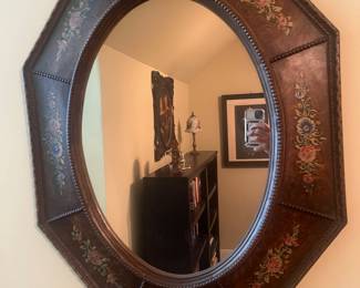 Hexagon stenciled mirror