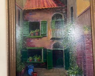 Courtyard oil painting