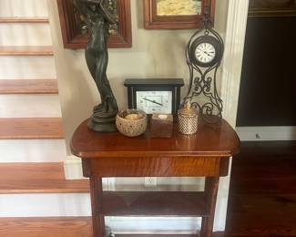 Small fruitwood table on porcelain casters.