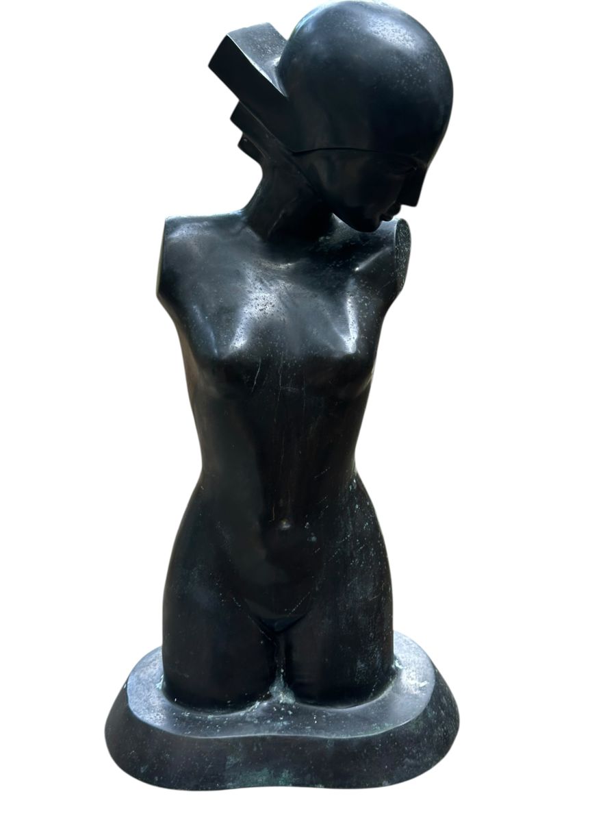 BUST OF A WOMAN BRONZE Style After Boris Lovet-Lorski RUSSIAN STYLE MODERN DECO