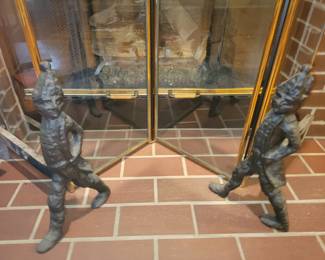Antique 'soldier' andirons