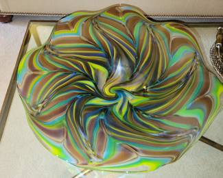 Hand-blown glass art bowl