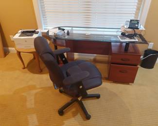 glasstop desk and chair