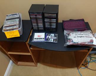 CDs, and computer desk