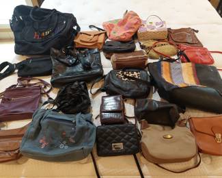 assortment of handbags