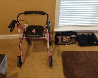 pink rollator with 8" wheels