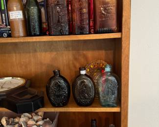 Antique Whiskey Flask, Ginger Beer Crock Bottles, Early Waco Bottle, Safe bottles