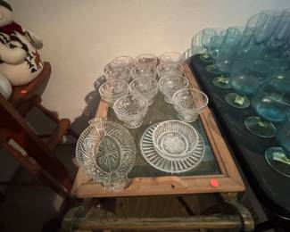 Antique Tea Cart w Crystal