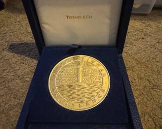 Tiffany Five Oz Sterling Award Coin