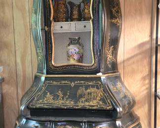 Ebony and Gold Drop Front Desk - embossed