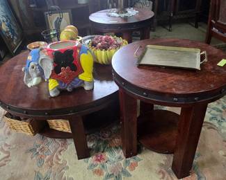 3 Round Tables - 2 End Tables and Coffee Table