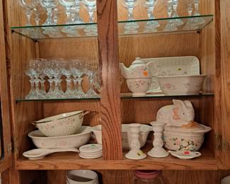 Wine Glasses and Pfaltzgraf Tea Rose Dishes