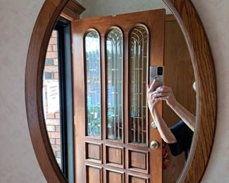 Oval Oak Framed Mirror