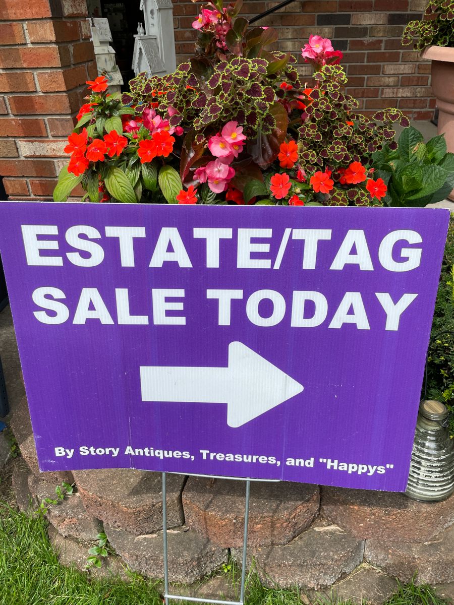 Story Antiques sale!! Come out and see us. Look for the purple signs.