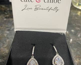 Cart and Chloe cubic zirconia, and silver earrings