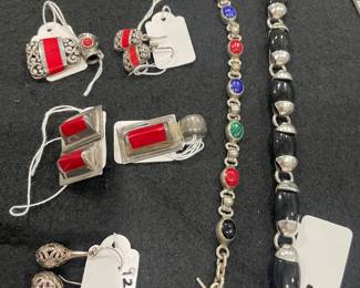 Sterling silver, coral and precious gemstone jewelry