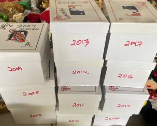 2007-2017 Detroit Tigers annual Christmas ornaments in original presentation boxes.