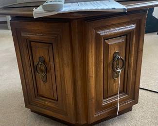 Three chairside tables, a pair and a single