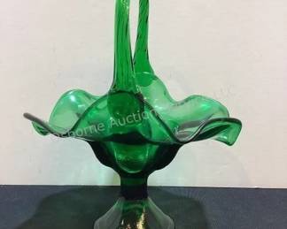 Green glass basket