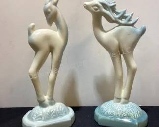 MCM ceramic deer figurines