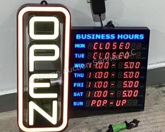 Lighted open sign