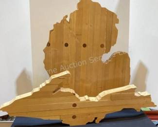 Michigan Decor made out of bowling alley wood
