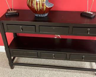 Wood six draw console table