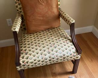 Ethan Allen George III style Upholstered armchair