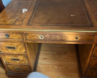 Champagne style oak double pedestal Desk