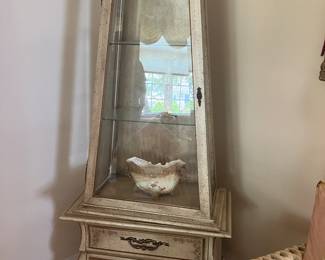 Vintage French country curio cabinet