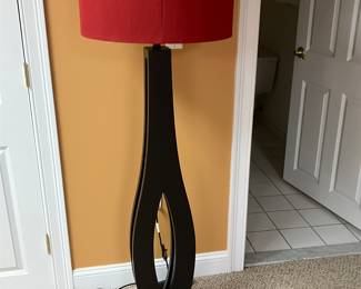 Art deco floor lamp with red shade