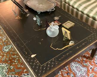 French painted table with gold leaf lacquer