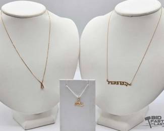 548 2 14k Gold Necklaces 1 Pendant, 3.3g