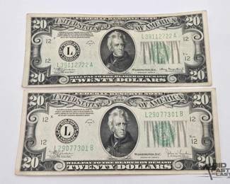1214 2 Series 1934 $20 Dollar Banknotes