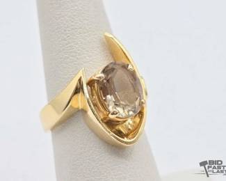 510 14k Gold and Smoky Quartz Ring, 8.9g