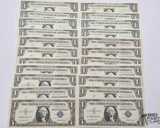 1248 22 $1 Bills Silver Certificates