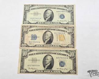 1222 3 $10 Silver Certificates